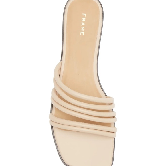 NEW FRAME BEIGE LEATHER STRAPPY SLIDE SANDALS - Picture 12 of 14